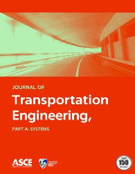 Journal of Transportation Engineering, Part A: Systems cover with an image of a covered roadway on an orange background. The journal title, ASCE logo, and Transportation and Development Institute logo are displayed as well.